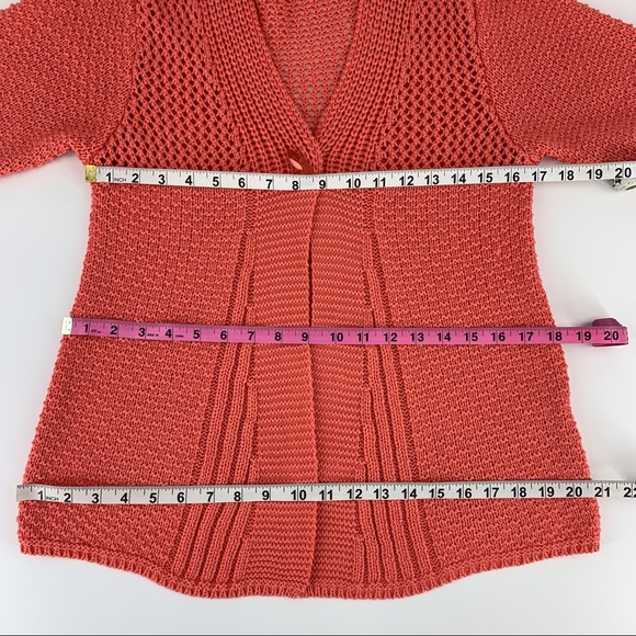 Today's Designer Salmon Pink Single Button Short Sleeve Knit Cardigan, Medium - Picture 14 of 16
